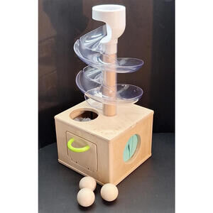 Lovevery Babbler Slide And Seek Ball Run Montessori Drop 3 Wood Balls 13-15M Toy